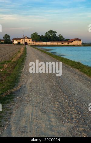Cascina tra le risaie del Novarese Stock Photo - Alamy