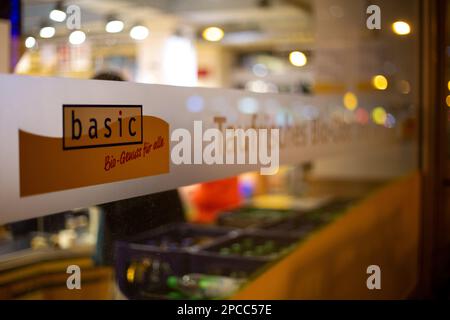 Munich, Germany. 13th Mar, 2023. Branch of the insolvent organic supermarket chain Basic seen in Munich, Germany on March 13, 2023. (Photo by Alexander Pohl/Sipa USA) Credit: Sipa USA/Alamy Live News Stock Photo