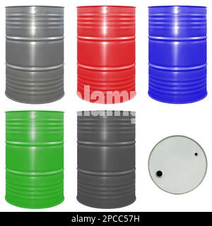 metal barrel for petroleum products, on a white background in insulation Stock Photo