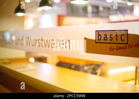 Munich, Germany. 13th Mar, 2023. Branch of the insolvent organic supermarket chain Basic seen in Munich, Germany on March 13, 2023. (Photo by Alexander Pohl/Sipa USA) Credit: Sipa USA/Alamy Live News Stock Photo