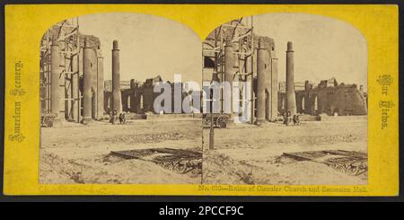 Ruins of Circular Church and Secession Hall. Forms part of the Larry Gottheim Collection of stereographs and other early photographs . Ruins, South Carolina, Charleston, 1860-1870, Churches, South Carolina, Charleston, 1860-1870. Stock Photo