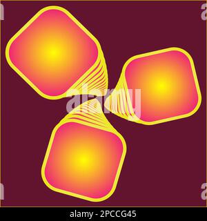 three shapes with rounded corners on red background Stock Photo