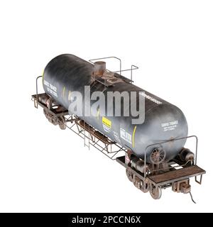 3D rendering of a train with a gas tank car Stock Photo