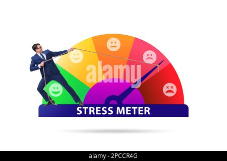 Concept of stress meter with the businessman Stock Photo