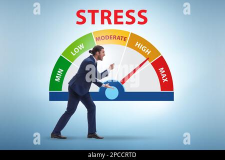 Concept of stress meter with the businessman Stock Photo