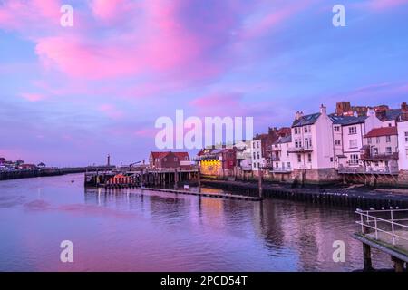 Stunning sunset over Whitby, North Yorkshire Stock Photo