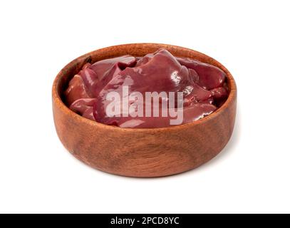 Raw Chicken Liver Isolated, Fresh Hen Offal, Poultry Giblets, Chicken Liver on White Background Stock Photo