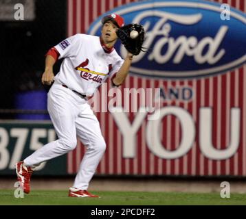 St. Louis Cardinals outfielder So Taguchi waits for the game to