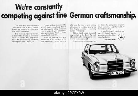 Mercedes-Benz advert in a Natgeo magazine June 1969 Stock Photo