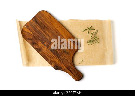 Round wooden board isolated on white background. Top view of chopping board  Stock Photo - Alamy