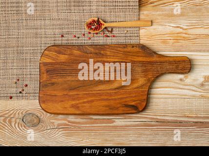 Old wood cutting board mockup with a vintage chopping board