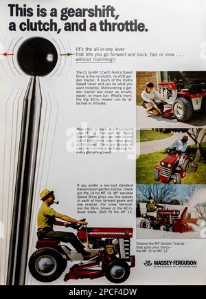 Massey Ferguson - MF garden tractor advert in a Natgeo magazine March 1968 Stock Photo