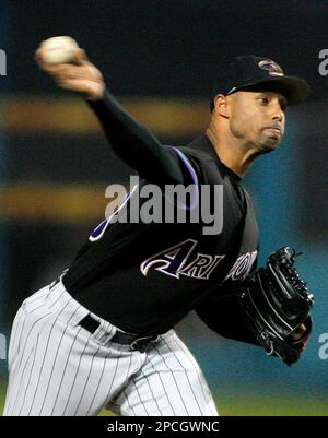 Arizona Diamondbacks starting pitcher Miguel Batista strikes out Los  Angeles Dodgers' Paul Lo Duca to end the fourth inning Friday July 4, 2003,  in Los Angeles. (AP Photo/Danny Moloshok Stock Photo - Alamy