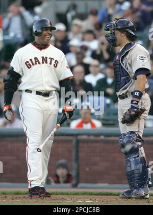 San Diego Padres Mike Piazza waving to fans during game vs New