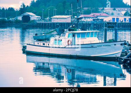 The US Forest Service live aboard work boat, the Sitka Ranger at the Forest Service downtown dock in Sitka, Alaska, USA.  The Tongass is the nation’s Stock Photo