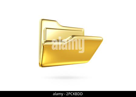 Gold folder with document list icon. 3d folder and paper for management file. document efficient work on project plan concept. 3d rendering Stock Photo