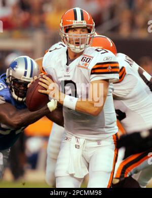 ADVANCE FOR SUNDAY, OCT. 8 ** FILE ** Cleveland Browns quarterback Charlie  Frye (9) is sacked for a 10-yard loss by Baltimore Ravens' Trevor Pryce in  the first quarter of an