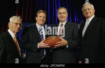 NFL Commissioner Roger Goodell, second from right, is joined by