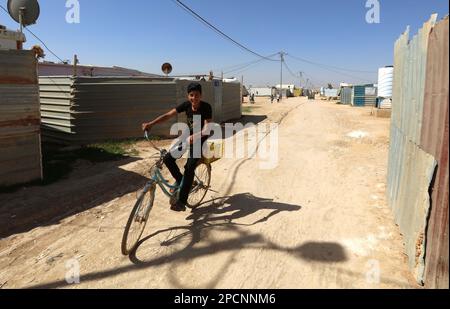 Zaatari. 13th Mar, 2023. A Syrian refugee is pictured at Zaatari refugee camp in Jordan, on March 13, 2023. Credit: Mohammad Abu Ghosh/Xinhua/Alamy Live News Stock Photo