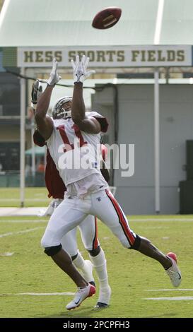 Tampa Bay Buccaneers David Boston wide receiver watches a replay