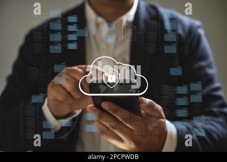 IT working on computer Business processes Document Management System (DMS) progress planning and chart Stock Photo