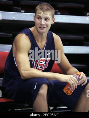 Luke Ridnour of the Seattle SuperSonics talks with a teammate following their USA Basketball team practice on Monday July 24 2006 in Las Vegas. The USA men s team will announce its final roster on Tue...