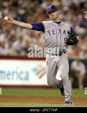 Texas Rangers first baseman Hank Blalock during a baseball game against the  Tampa Bay Rays, Saturday, July 4, 2009, in Arlington, Texas. (AP Photo/Matt  Slocum Stock Photo - Alamy