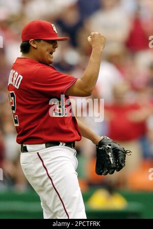 The Washington Nationals Chad Cordero pumps his fist after closing out the  ninth inning for his fourth save of the season against the Philadelphia  Phillies on April 26, 2005 at RFK Stadium