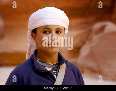 A young Bedouin in Petra Stock Photo