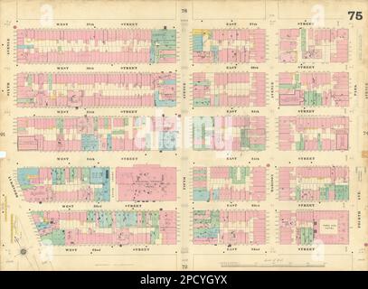 Sanborn NYC #75 Manhattan Midtown NoMad Murray Hill Garment District 1899 map Stock Photo