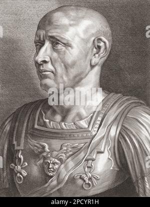 Publius Cornelius Scipio Africanus, c.235 BC - 183 BC.  Roman general who defeated Hannibal in the Second Punic War.  From an engraving by Paulus Pontius after the work by Peter Paul Rubens. Stock Photo
