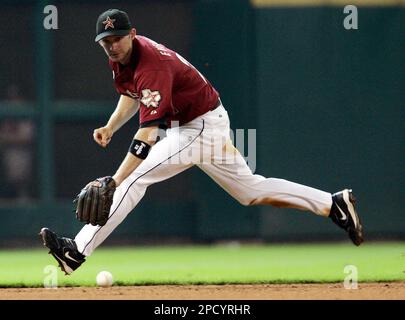 Houston Astros catcher Brad Ausmus throws to second base in the third  inning against the Colorado Rockies at Minute Maid Park in Houston on June  28, 2007. (UPI Photo/Aaron M. Sprecher Stock