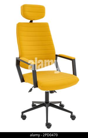 yellow office chair isolated on white background Stock Photo