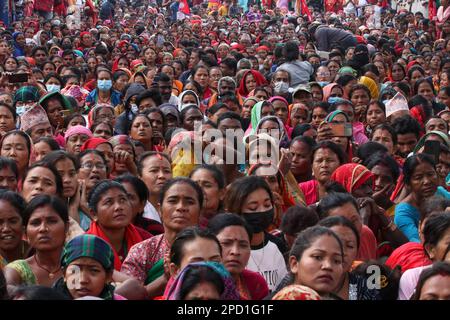 Kathmandu, NE, Nepal. 14th Mar, 2023. Nepalis claimed to have been suppressed by high interest rates of microfinance companies and loan shark stage a protest in Kathmandu, Nepal on March 14, 2023. (Credit Image: © Aryan Dhimal/ZUMA Press Wire) EDITORIAL USAGE ONLY! Not for Commercial USAGE! Stock Photo
