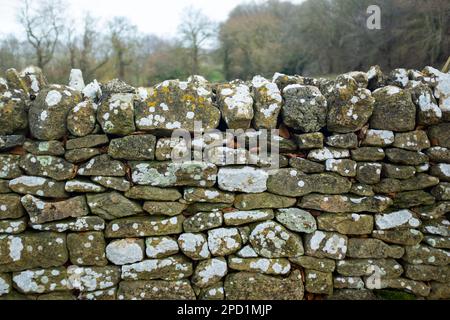 Costwold Dry Stone Wall Stock Photo