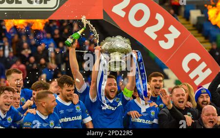 Jamie Mulgrew, Linfield FC player. BetMcLean Cup Final 2023, Linfield Vs Coleraine. National Stadium at Windsor Park, Belfast. Stock Photo