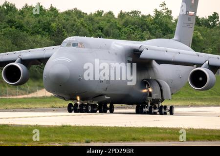 US Air Force Lockheed C-5M Galaxy transport plane taxiing to the runway. USA - May 16, 2022 Stock Photo