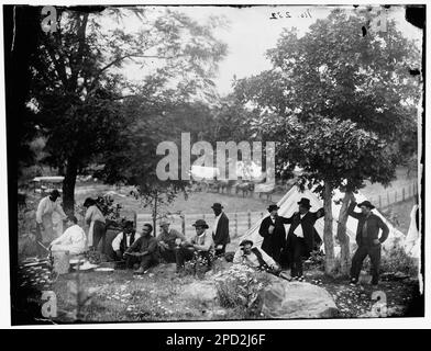 Gettysburg, Pennsylvania. Camp of Captain John J. Hoff. (Rear view). Civil war photographs, 1861-1865 . United States, History, Civil War, 1861-1865. Stock Photo