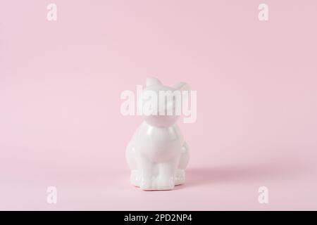 Front view of porcelain Easter bunny or rabbit. Minimal Easter concept. Stock Photo