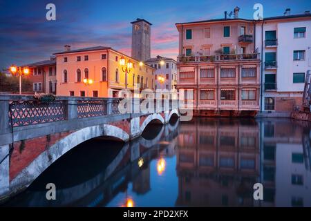 Treviso, Italy. Cityscape image of historical center of Treviso, Italy at sunrise. Stock Photo