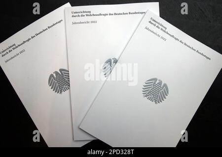 Berlin, Germany. 14th Mar, 2023. The annual report for 2022 will be presented by the German Bundestag's defense commissioner, Högl, before the federal press conference. Credit: Wolfgang Kumm/dpa/Alamy Live News Stock Photo