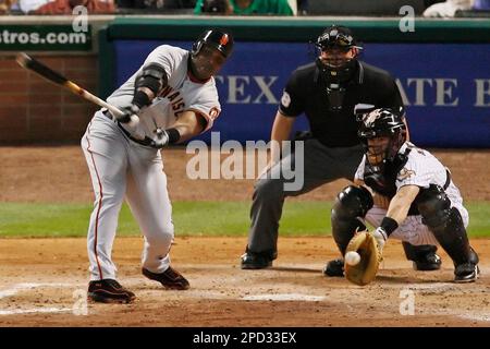 Houston Astros' Brad Ausmus swings the bat against the Pittsburgh Pirates  in Major League baseball Thursday, Aug. 10, 2006 in Houston. (AP Photo/Pat  Sullivan Stock Photo - Alamy