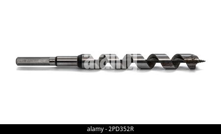 Used Auger drill bit isolated on white background Stock Photo