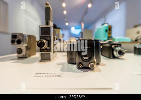 Museum Utopia and Everyday Life in Eisenhüttenstadt. The exhibition shows facets of everyday life in the GDR in family and work, reports on consumption, education and communication possibilities. Here cameras. Eisenhüttenstadt, Germany