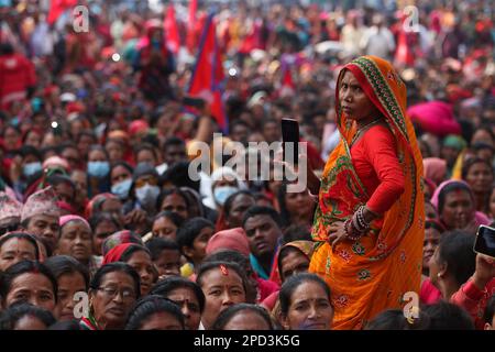 Kathmandu, NE, Nepal. 14th Mar, 2023. Nepalis claimed to have been suppressed by high interest rates of microfinance companies and loan sharks stage a protest in Kathmandu, Nepal. (Credit Image: © Aryan Dhimal/ZUMA Press Wire) EDITORIAL USAGE ONLY! Not for Commercial USAGE! Stock Photo
