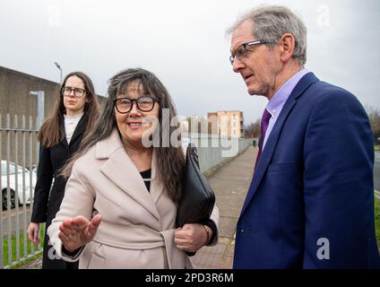 Sean and Martina Burke, the parents of Simeon and Enoch Burke, leaving Cloverhill District Court, in Dublin, after Simeon was remanded in custody under Section 6 of the Public Order Act. Simeon, 24, from Cloonsunna, Castlebar, Co Mayo, was charged with threatening and abusive behaviour following disturbances at his brother Enoch's Court of Appeal hearing last week. Picture date: Tuesday March 14, 2023. Stock Photo