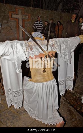 ´Empalaos´ (impaleds), Holy Week in Valverde de la Vera.Empalao. Caceres province, Extremadura, Spain Stock Photo