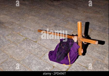 ´Empalaos´ (impaleds), Holy Week in Valverde de la Vera. Nazarena.Caceres province, Extremadura, Spain Stock Photo