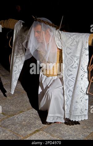 ´Empalaos´ (impaleds), Holy Week in Valverde de la Vera. Empalao.Caceres province, Extremadura, Spain Stock Photo