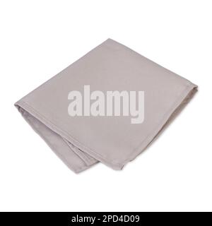Folded grey tissue napkin isolated over white background. Stock Photo